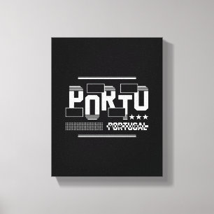 Porto Portugal Moderne Typografie Reisontwerp Canvas Afdruk