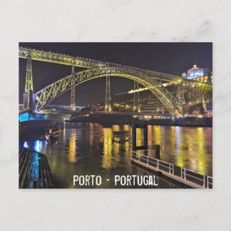 Porto - Portugal. Night Scene Near Douro Briefkaart