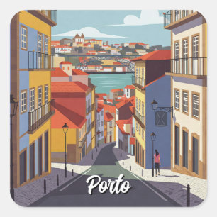 Porto Portugal Reizen Abstract Vierkante Sticker