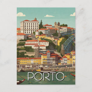 Porto Portugal Reizen Abstracte Vintage Briefkaart