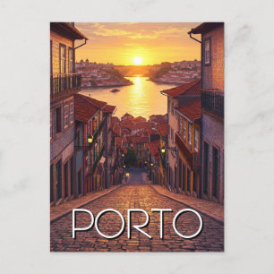Porto Portugal Travel Sunset Briefkaart