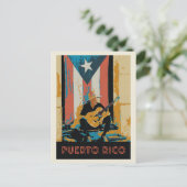 Porto Rico, musicien et drapeau Carte postale (Debout devant)