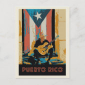 Porto Rico, musicien et drapeau Carte postale (Devant)