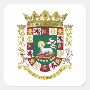 Porto Rico Wapenmunt Vierkante Sticker