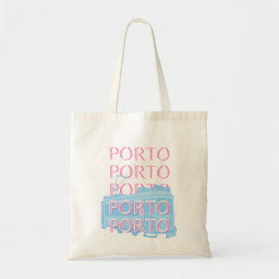 Porto Travel Art, Portugal Kunst, Roze, Preppy Kun Tote Bag