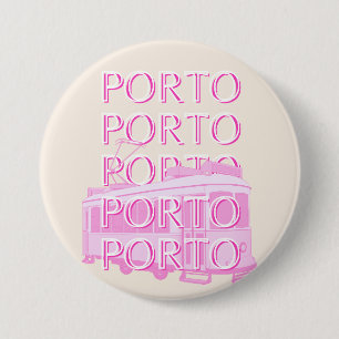 Porto Travel Art, Portugal Travel Art, Roze Ronde Button 7,6 Cm