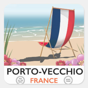 Porto-Vecchio, Franse strandreisposter Vierkante Sticker