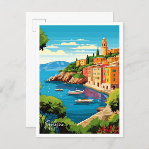 Portofino Italië Art Vintage Travel Illustration Briefkaart