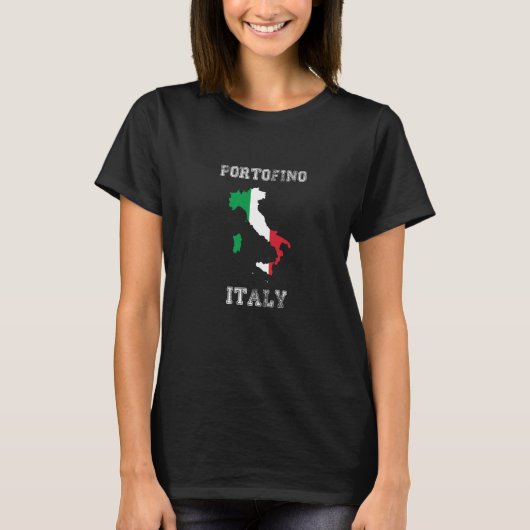 Portofino Italië  Italië — Ontwerprem van de vlagg T-shirt (Voorkant)