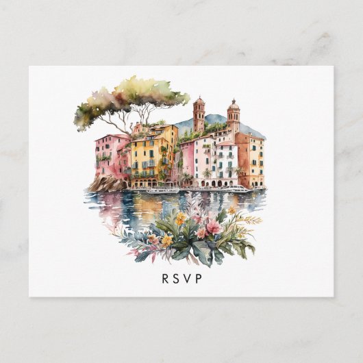 Portofino Italien mariage rsvp carte postale (Devant)