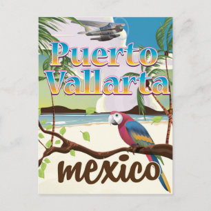 Portoposter voor strandtocht Puerto Vallarta Mexic Briefkaart