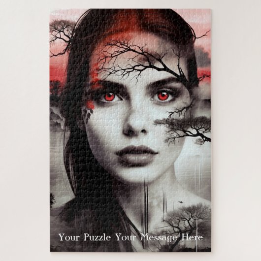 Portrait abstrait de fille paysage puzzle (Vertical)