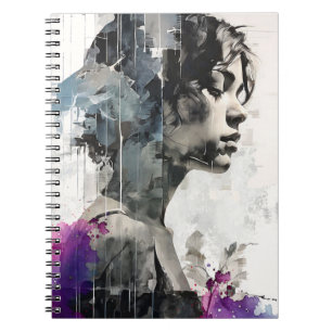 Portrait Abstrait pourpre Journal carnet