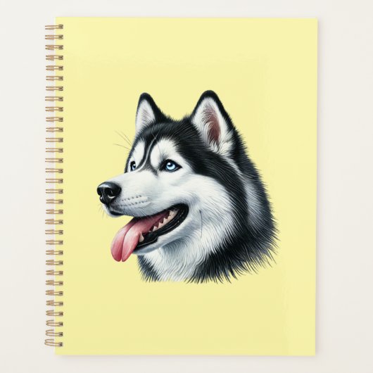 Portrait aquarelle de Husky sibérien (Devant)