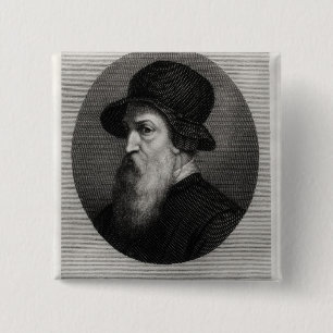 Portrait Benvenuto Cellini gegraveerd door Vierkante Button 5,1 Cm