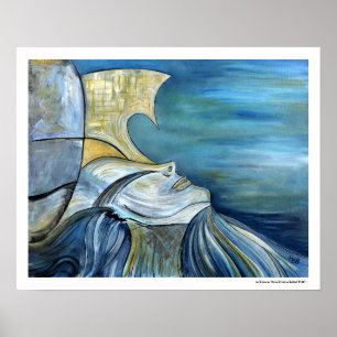 Portrait bleu Sirena Sea Poster d'Imaginaire mythi