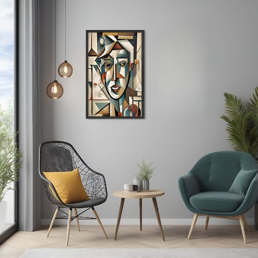 Portrait Cubiste moderne poster d'art mural Abstra