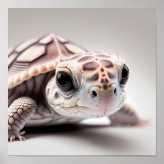 Portrait de bébé tortue mignon | Affiche carrée 1: