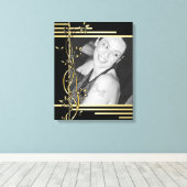 Portrait de bordure florale doré noir en toile env (Insitu (Plancher de Bois))