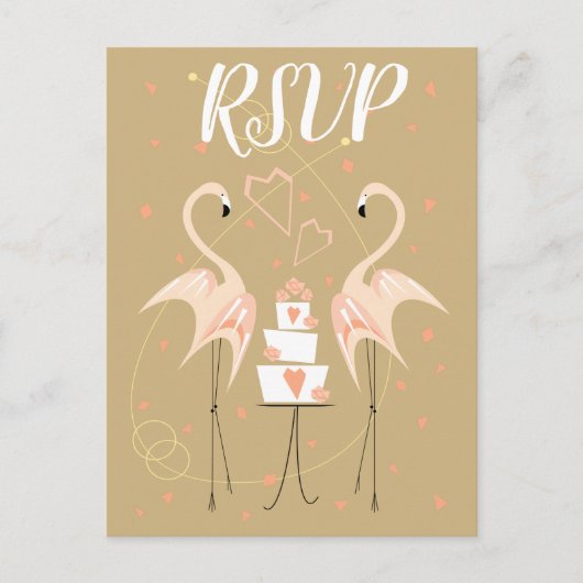Portrait de carte postale RSVP Flamant rose Weddin (Devant)