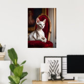 Portrait de chat Devon Rex - Affiche d'art fin — C (Bureau à domicile)
