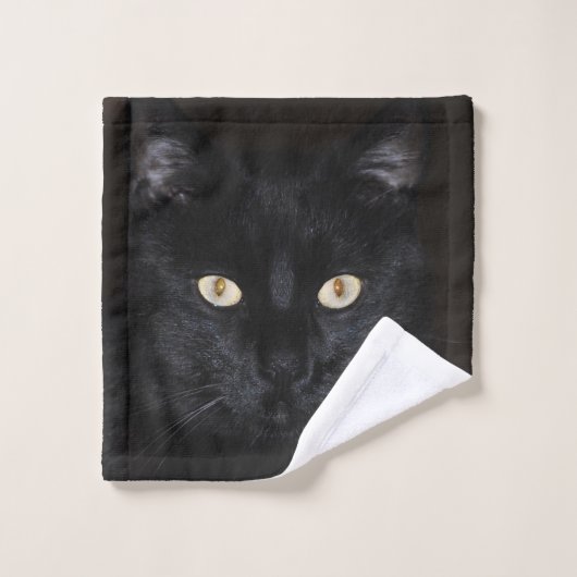 Portrait de chat noir (Gant de toilette)