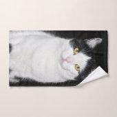Portrait de chat noir et blanc (Serviette à main)