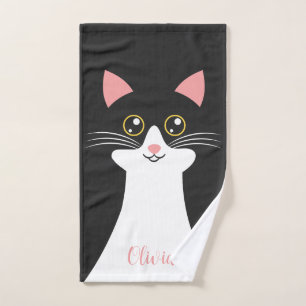 Portrait de chat noir mignon du milieu du siècle
