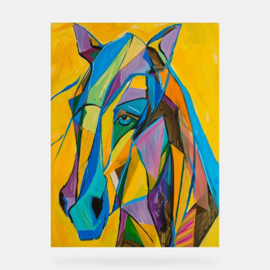 Portrait de cheval géométrique abstrait vibrant (Recto)