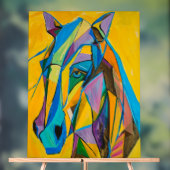 Portrait de cheval géométrique abstrait vibrant (Neutre)