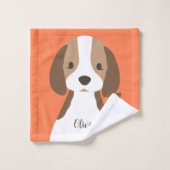 Portrait de chien marron et blanc mignon (Gant de toilette)