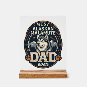 Portrait de chien père Malamute d'Alaska Badge Mon