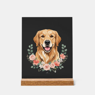 Portrait de chien Retriever doré floral sublimatio