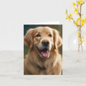 Portrait de chien Retriever doré Pose Carte de vœu (Fleur jaune)
