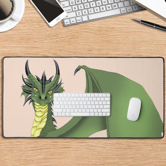 Portrait de dragon mignon vert Fantaisie pêche