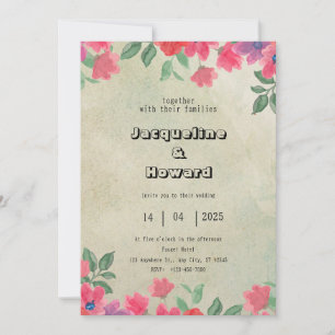 Portrait de Faire-part de mariage rose