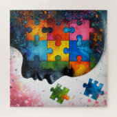 Portrait de femme de puzzle coloré (Horizontal)