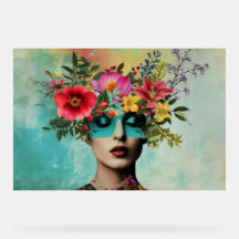 Portrait de femme vintage avec des fleurs