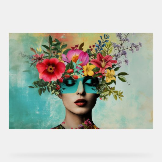 Portrait de femme vintage avec des fleurs (Recto)