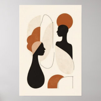 Portrait de femmes abstrait | Art mural féminin mo