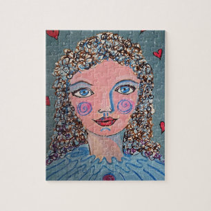 Portrait de fille fantaisiste en puzzle