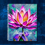 Portrait de fleur de Lotus rose étonnant personnal<br><div class="desc">Stunning Pink Lotus Flower Portrait Planner - Personnalisez avec un nom ou tout texte que vous souhaitez ajouter. - par MI Flower Shop</div>