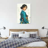 Portrait de Hanbok sarcelle moderne sur toile (Insitu(Chambre))
