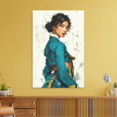 Portrait de Hanbok sarcelle moderne sur toile (Insitu(Salon))