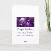 Portrait de la carte Baubles pourpres 'Joyeux Noël (Dos)
