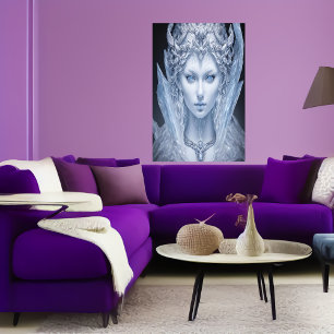 Portrait de la déesse de la glace AI Art Poster