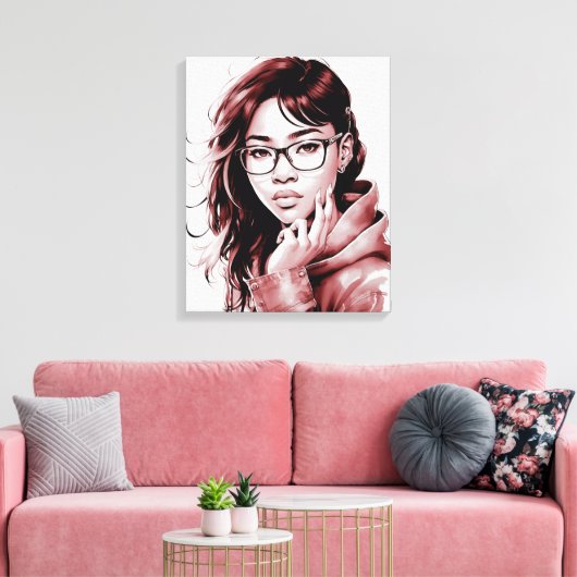 Portrait de la fille avec lunettes toile Imprimer (Insitu(Salon))