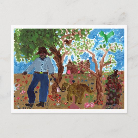 Portrait de l'artiste avec carte postale pour chie (Devant)
