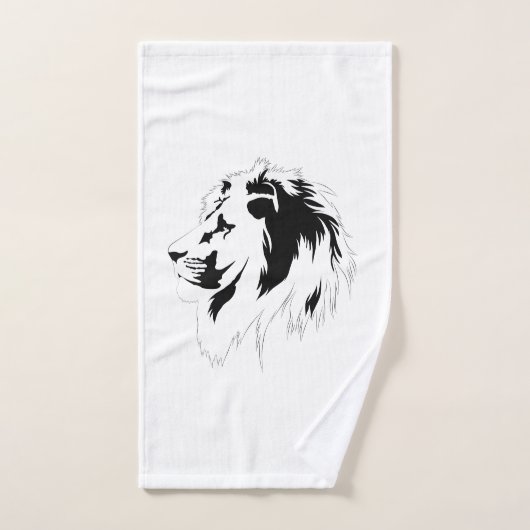 Portrait de lion (noir) (Serviette à main)