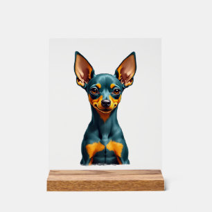 Portrait de Pinscher Miniature Vintage Coloré Grav